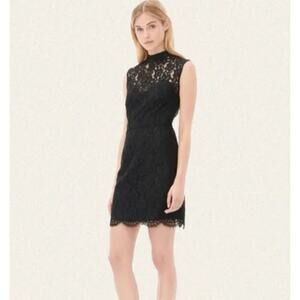 Sandro‎ Paris Romie Dress Black Lace open Back High Neck